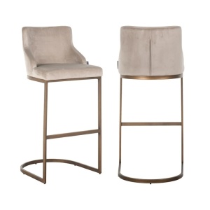 SCAUN DE BAR BOLTON KAKI/AURIU PERIAT, S4580, CONFECTIONAT DIN SPUMA, LEMN, METAL SI 100% POLIESTER, RICHMOND INTERIORS