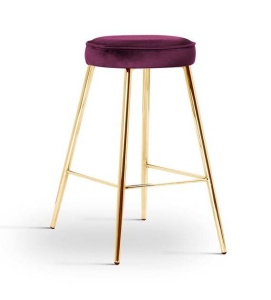 SCAUN DE BAR CIRCO 60, BORDO/AURIU, STIL MODERN, CONFECTIONAT DIN METAL SI CATIFEA