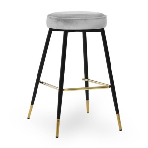 SCAUN DE BAR CIRCO, 60 CM, GRI/NEGRU/AURIU, TAPITERIE DIN CATIFEA SI PICIOARE DIN METAL, STIL MODERN