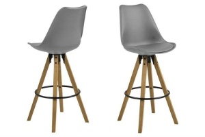SCAUN DE BAR DIMA GRI/NATURAL, DIN LEMN, METAL SI PIELE ECO, B2