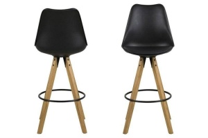 SCAUN DE BAR DIMA NEGRU/NATURAL, DIN LEMN, METAL SI PIELE ECO, B2 - Img 2