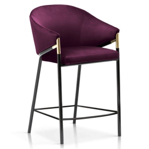 SCAUN DE BAR FANCY 60, BORDO/NEGRU/AURIU, STIL MODERN, ATR - Img 2