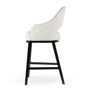SCAUN DE BAR, GODA SUPREME WOOD M 60 CM, CREM/NEGRU, TAPITERIE DIN TEXTIL, SPUMA, ARCURI SI LEMN, STIL MODERN - Img 4