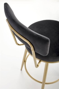 SCAUN DE BAR H-115, NEGRU/AURIU, TAPITAT CU CATIFEA, STIL MODERN, HALMAR - Img 3