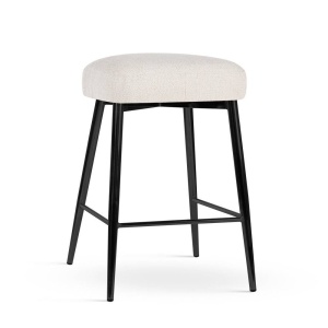 SCAUN DE BAR HIPPO, 60 CM, BEJ/NEGRU, TAPITERIE DIN STOFA FINA SI PICIOARE DIN LEMN, STIL MODERN