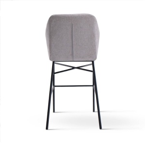 SCAUN DE BAR IRYS, 60 CM, GRI/NEGRU, TAPITERIE DIN STOFA SI PICIOARE DIN METAL, STIL MODERN - Img 6