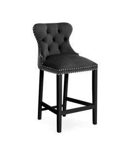 SCAUN DE BAR MADAME 60, NEGRU, STIL MODERN, CONFECTIONAT DIN LEMN DE FAG SI CATIFEA