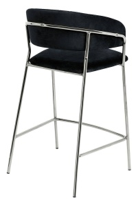 SCAUN DE BAR MARGO 65 NEGRU/CROM, CU TAPITERIE DIN CATIFEA, STIL MODERN - Img 4