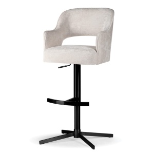 SCAUN DE BAR, MERCY SUPREME CROSS, CREM/NEGRU, TAPITERIE DIN TEXTIL, SPUMA, ARCURI SI METAL, STIL MODERN