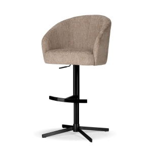 SCAUN DE BAR ROTATIV, SENI SUPREME CROSS, BEJ/ NEGRU, TAPITERIE DIN TEXTIL, SPUMA, ARCURI SI METAL, STIL MODERN