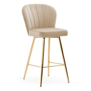 SCAUN DE BAR SHELLY 60, BEJ/AURIU, STIL MODERN, CONFECTIONAT DIN CATIFEA SI METAL
