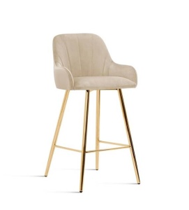 SCAUN DE BAR TULIP 60, BEJ/AURIU, STIL MODERN, CONFECTIONAT DIN METAL SI CATIFEA