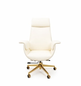 SCAUN DE BIROU DE LUX, ARTIM ADMIRAL, REALIZAT PIELE ECO DE CALITATE SI METAL, CULOARE ECRU/AURIU, STIL MODERN - Img 6