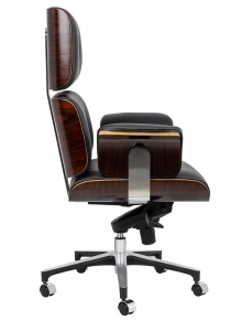 SCAUN DE BIROU LOUNGE BUSINESS, NEGRU/MARO, PIELE NATURALA SI LEMN DE TRANDAFIR, STIL MODERN - Img 5