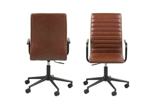 SCAUN DE BIROU WINSLOW, MARO/NEGRU, DIN PIELE ECOLOGICA SI METAL, STIL MODERN, B2 - Img 2