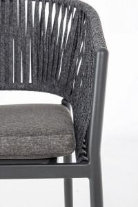 SCAUN DE GRADINA FLORENCIA GRI INCHIS, CONFECTIONAT DIN ALUMINIU, FRANGHIE SI TEXTIL, STIL MODERN - Img 4