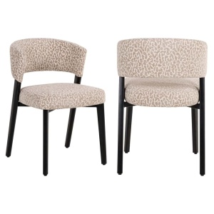 SCAUN DINIG ZENO BEIGE LEOPARD, 214148, CONFECTIONAT DIN POLIESTER, METAL SI SPUMA, BEJ/NEGRU, STIL MODERN