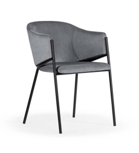 SCAUN DINING ANTALA, GRI/NEGRU, TAPITERIE DIN CATIFEA SI PICIOARE DIN METAL, STIL MODERN, ATR