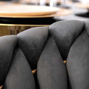 SCAUN DINING, ARTIM MEBLE, REALIZAT DIN METAL SI CATIFEA, CULOARE GRI/AURIE, STIL MODERN - Img 9
