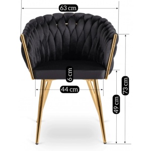 SCAUN DINING, ARTIM MEBLE, REALIZAT DIN METAL SI CATIFEA, CULOARE NEAGRA/AURIE, STIL MODERN - Img 11