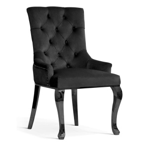 SCAUN DINING AUGUST GLAMOUR, NEGRU/NEGRU, STIL CHESTERFIELD