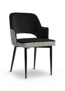 SCAUN DINING CESAR ALB/NEGRU CU TAPITERIE DIN CATIFEA STIL MODERN