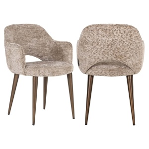 SCAUN DINING DELPHINA LOVELY NATURE, 213624, CONFECTIONAT DIN POLIESTER, METAL SI SPUMA, MARO/BEJ, STIL MODERN