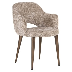 SCAUN DINING DELPHINA LOVELY NATURE, 213624, CONFECTIONAT DIN POLIESTER, METAL SI SPUMA, MARO/BEJ, STIL MODERN - Img 2
