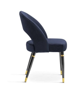 SCAUN DINING DIVA, ALBASTRU/NEGRU/AURIU, TAPITERIE DIN CATIFEA SI PICIOARE DIN METAL, STIL MODERN, ATR - Img 3
