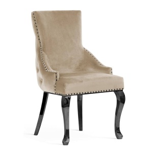 SCAUN DINING EDWARD GLAMOUR, BEJ/NEGRU, STIL CLASIC