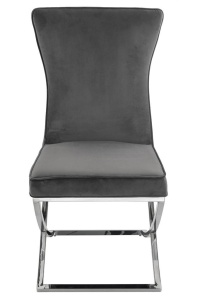 SCAUN DINING, ELEGANT, IMPERIAL, GRI INCHIS/ARGINTIU, CU TAPITERIE DIN CATIFEA, B2