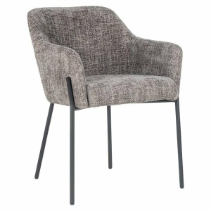SCAUN DINING FAY, GRI/NEGRU, TAPITERIE DIN STOFA SI PICIOARE DIN METAL, STIL MODERN RICHMOND INTERIORS
