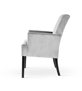SCAUN DINING GALA,CU BRATE, GRI/NEGRU, TAPITERIE DIN CATIFEA SI PICIOARE DIN LEMN, STIL MODERN - Img 4