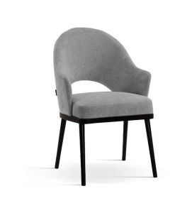 SCAUN DINING GODA PRO, GRI/NEGRU, TAPITERIE DIN STOFA SI PICIOARE DIN LEMN, STIL MODERN