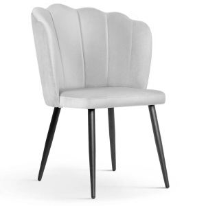 SCAUN DINING HILTON, GRI/NEGRU, TAPITERIE DIN CATIFEA SI PICIOARE DIN METAL, STIL MODERN