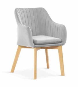 SCAUN DINING HUAN II, GRI/FAG, TAPITERIE DIN CATIFEA SI PICIOARE DIN LEMN, STIL MODERN