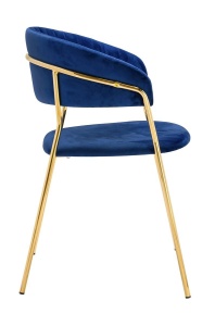 SCAUN DINING MARGO, ALBASTRU INCHIS/AURIU, DIN CATIFEA SI METAL, STIL MODERN - Img 3