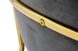 SCAUN DINING MARGO, GRI INCHIS/AURIU, DIN CATIFEA SI METAL, STIL MODERN - Img 6