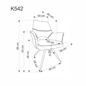 SCAUN DINING PIVOTANT K542, GRI/NEGRU, TAPITERIE DIN STOFA SI PICIOARE DIN METAL, STIL MODERN - Img 2