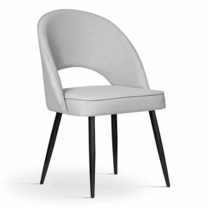 SCAUN DINING PONTE, GRI/NEGRU, TAPITERIE DIN CATIFEA SI PICIOARE DIN METAL,STIL MODERN