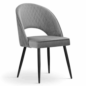SCAUN DINING PONTE MATLASAT, GRI INCHIS/NEGRU, STIL MODERN