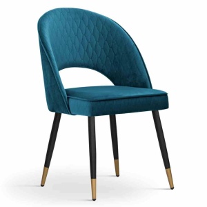 SCAUN DINING PONTE MATLASAT, TURCOAZ/NEGRU/AURIU, STIL MODERN