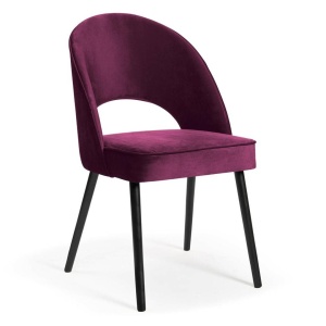 Scaun dining PONTE PLUS, bordo/negru, cu tapiterie din catifea