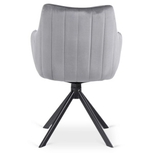 SCAUN DINING ROTATIV, ARTIM MEBLE, REALIZAT DIN METAL SI CATIFEA, CULOARE NEGRU/GRI, STIL MODERN - Img 8
