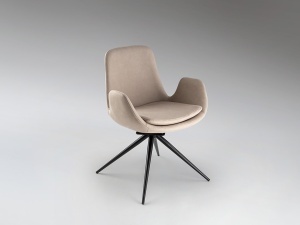 SCAUN DINING ROTATIV, DIN METAL SI TEXTIL, ZUNA, DE CULOARE BEJ, DESIGN MODERN, SCHULLER
