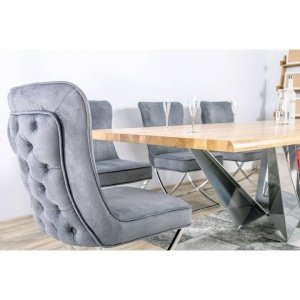 SCAUN DINING SCARLET, GRI/CROM, TAPITERIE DIN CATIFEA SI PICIOARE DIN METAL, STIL MODERN - Img 5