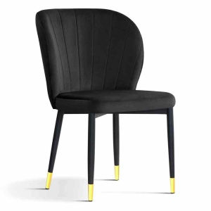 SCAUN DINING SHELLY, NEGRU/AURIU/NEGRU, STIL MODERN