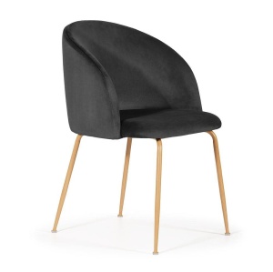 SCAUN DINING SUSAN, NEGRU/STEJAR, TAPITERIE DIN CATIFEA SI PICIOARE DIN METAL, STIL MODERN, ATR