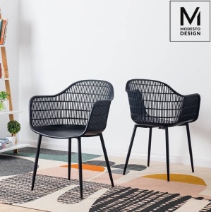 SCAUN DINING/TERASA BASKET ARM, NEGRU, DIN POLIPROPILENA SI METAL, STIL MODERN B2 - Img 2