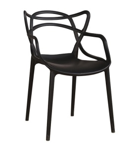 SCAUN DINING/TERASA HILO PREMIUM, NEGRU, DIN POLIPROPILENA, STIL MODERN